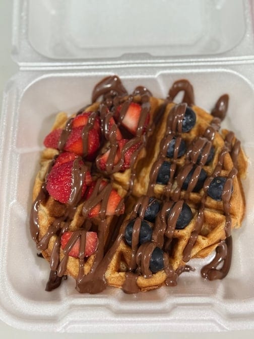 Berries And Nutella Waffles.