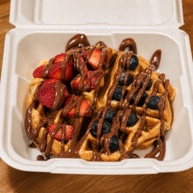 Berries And Nutella Waffles.