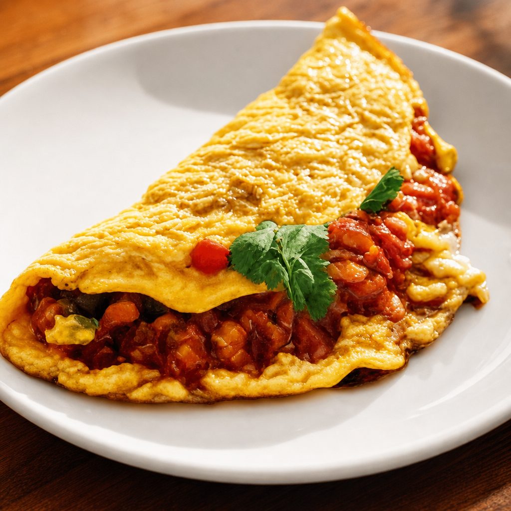Chili & Cheese Omelette.
