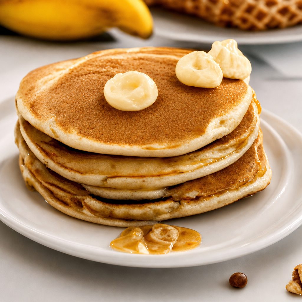 Pancakes Bananas and Peanut Butter.