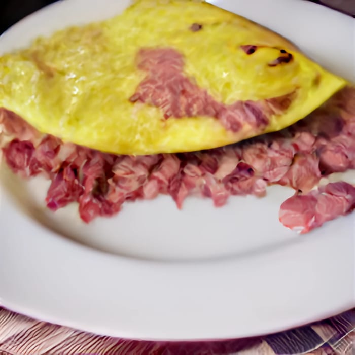 Corned Beef & Swiss Omelette.