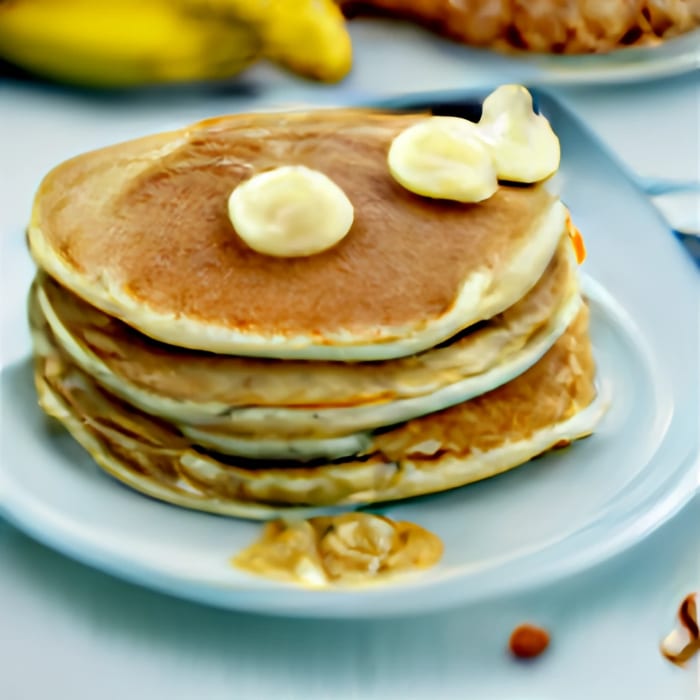 Pancakes Bananas and Peanut Butter.